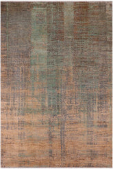 handmade Modern Modern Blue Beige Hand Knotted RECTANGLE WOOL&SILK area rug 9 x 12